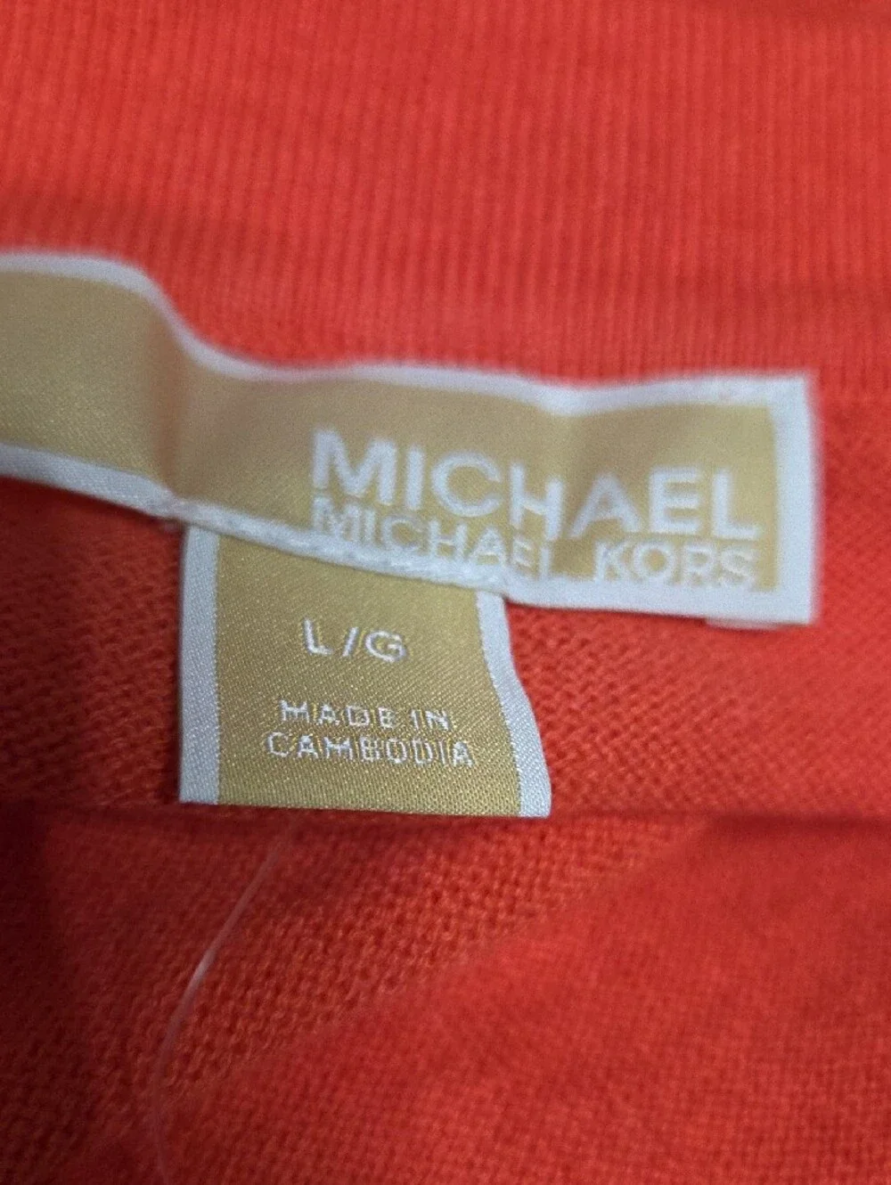 Michael Kors Coral Sleeveless Polo Knit Tank with White Trim Size Large.